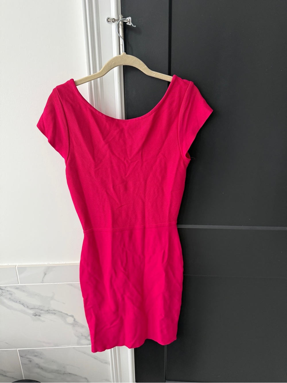 BCBGMaxAzria Hot Pink Scoop-Neck Mini Dress